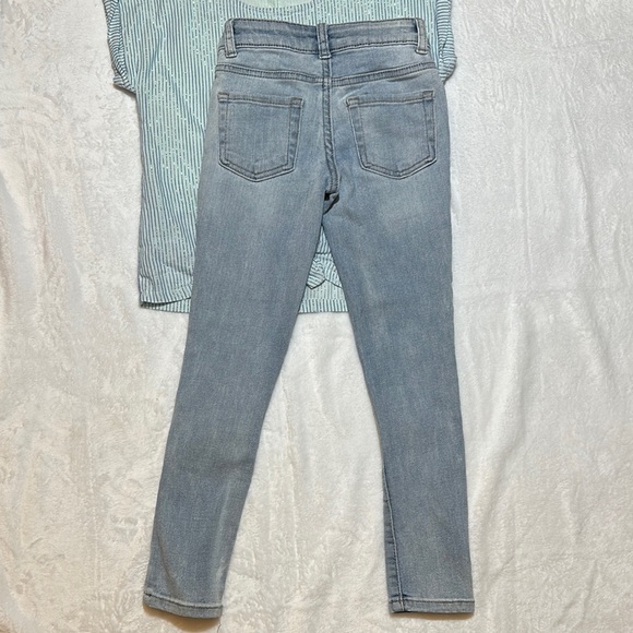 NWOT Cat & Jack Blue metallic Striped Top and skinny stretch Jeans 6 - Picture 4 of 4